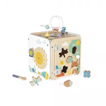 Janod Pure Large Activity Cube with Bead Maze - 20 Activities - J05142