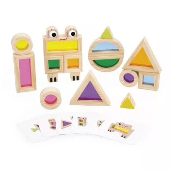 Janod Sensory Wooden Building Blocks Transparent Colored 12m+