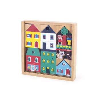 Janod Building Blocks and Figures Set 36 Pieces City Cross Roads 2+