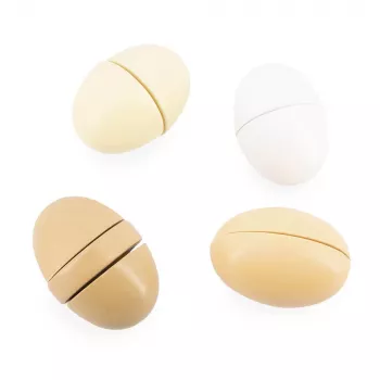 Janod Pressed Cardboard Egg Carton with 4 Wooden Eggs - Pretend Play Food Set