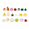 Janod Wooden Fruit and Vegetable Cutting Box Set - 18 Pieces Pretend Play Food with Knife and Cutting Board