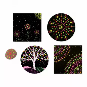 Janod I Love Creativity Dot Painting Art Kit - 4 Animal Cards with 6 Gouache Paints
