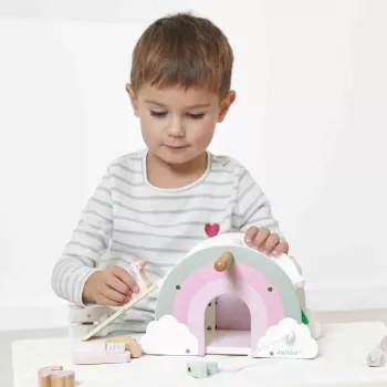 Janod Wooden Unicorn House Playset with 5 Accessories, 18m+