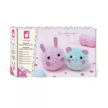 Janod Pom-Pom Creative Craft Kit - 2 Small Animals - Ages 7+