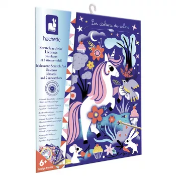 Janod Holographic Scratch Art Kit Unicorns 6+