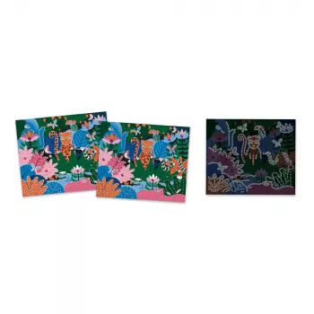 Janod Glow-in-the-Dark Crystal Mosaic Craft Kit - Night Jungle - Creative Activity for Kids 6+