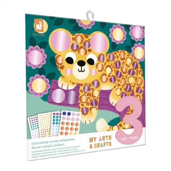 Janod My Arts & Crafts 3+ Creative Sticker Art Kit with Metallic Round Stickers