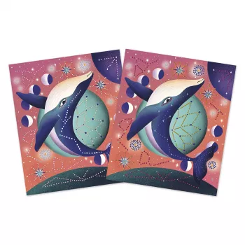 Janod Creative Kit Dot Painting Pointillism 3D Cosmic Animals 8+