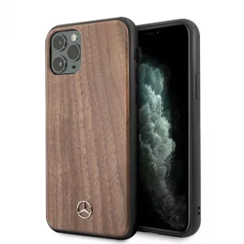 Mercedes-Benz Wood Line Walnut Hard Case for Apple iPhone 11 Pro Max - Brown