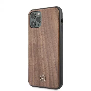 Mercedes-Benz Wood Line Walnut Hard Case for Apple iPhone 11 Pro Max - Brown