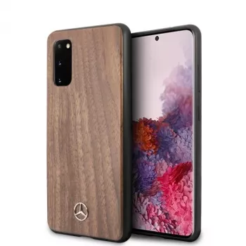 MERCEDES-BENZ Wood Line Walnut Hard Case for Samsung Galaxy S20 (SM-G980) - Brown