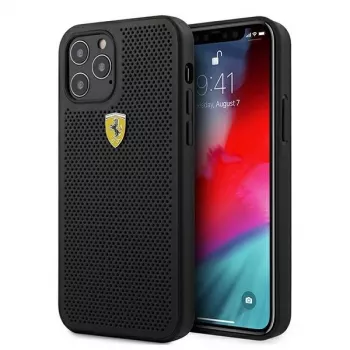 Ferrari FESPEHCP12MBK iPhone 12/12 Pro 6.1 inch Black Hardcase On Track Perforated