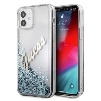 Guess Glitter Vintage Script Hard Case for Apple iPhone 12 mini - Blue