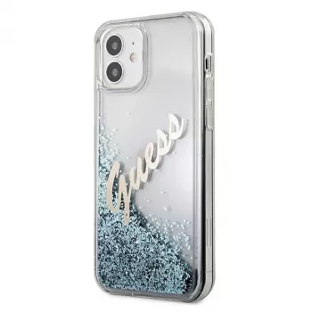 Guess Glitter Vintage Script Hard Case for Apple iPhone 12 mini - Blue