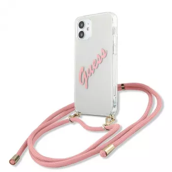 Guess GUHCP12SCRTVSPI iPhone 12 mini 5.4 inch Pink Hardcase Script Vintage