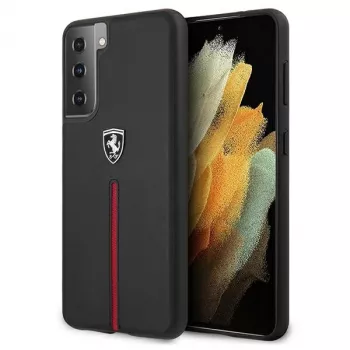 Ferrari FEOSIHCS21SBK Off Track Leather Nylon Stripe Hard Case for Samsung Galaxy S21 (G991) - Black