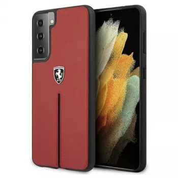 Ferrari FEOSIHCS21MRE S21+ G996 Red Hard Case Off Track Leather Nylon Stripe for Samsung Galaxy S21+