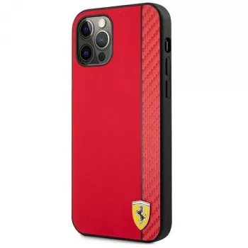 Ferrari FESAXHCP12LRE iPhone 12 Pro Max 6.7 inch Red Hardcase On Track Carbon Stripe