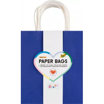 Folia 7 Paper Carrier Bags BASIC M Blue Light Blue Pink Red Yellow White Mint 18.0