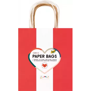 Folia 7 Paper Bags CLASSIC M Red Natural Green Cream Metallic Gold 18.0 x 21 cm