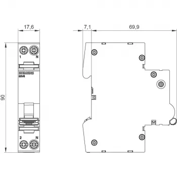 Siemens 5SV6016-7KK16 Arc Fault Detection Device (AFDD) with MCB C16 2-Pole 230V 1TE