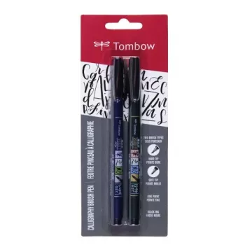 Tombow WS-BHS-2P Dual Brush Pen Set - Black - 2 Pieces - Blister Pack