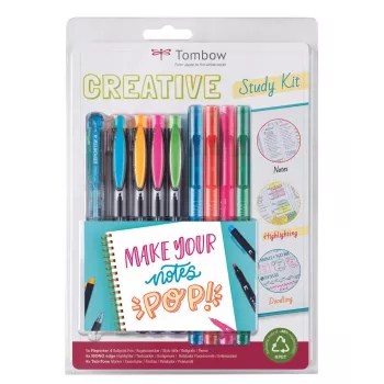 Tombow The Creative Study Kit includes 4 Reporter Ballpoint Pens 4 Mono Edge Highlighters