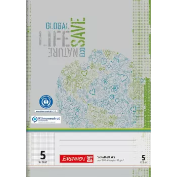 BRUNNEN Recycling School Notebook Lineatur 5 Squared Without Margin