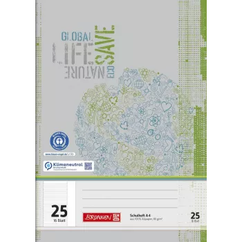 BRUNNEN School Exercise Book A4 Lined 16 Sheets Recycling Blue Angel