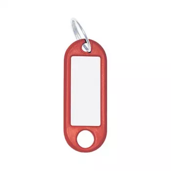 WEDO Key Ring with Label, Diameter: 18 mm, Red Plastic, with White Writable Replaceable Insert (262 101802)