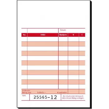 SIGEL KC621 Cash Receipt Book with Addition Sheet, 10 x 16.5 cm, 2 x 50 Pages, Consecutively Numbered