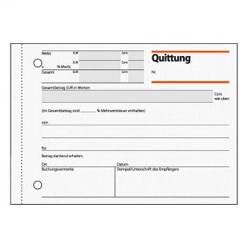 Sigel QU615 Receipt Book, A6 Landscape, 50 Sheets, Green