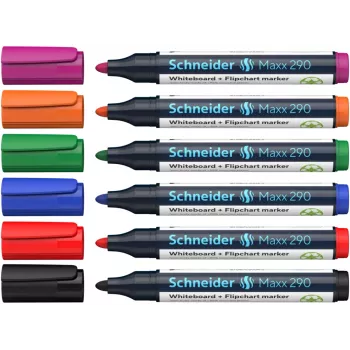 Schneider Maxx 290 Whiteboard and Flipchart Marker Set of 6 Assorted Colours 2.0 - 3.0 mm