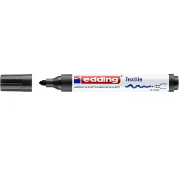 EDDING 4500 Textile Marker Black Round Nib 2-3 mm Permanent Opaque Water-Based Pigment Ink 1 Piece