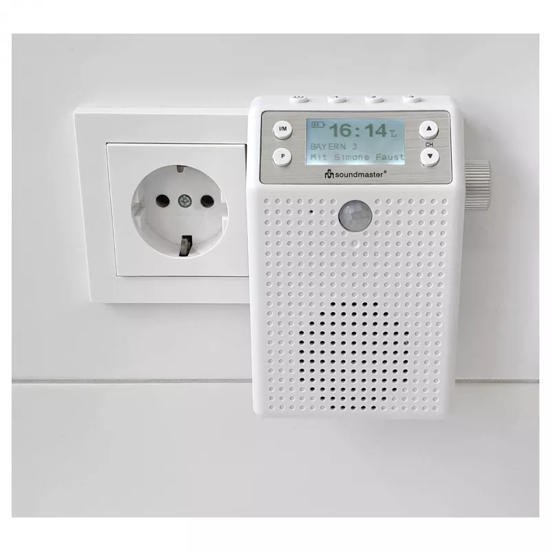Soundmaster DAB60WE Socket Radio DAB+, FM, Bluetooth, USB Hands-free Function, Splash-proof, White