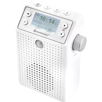 Soundmaster DAB60WE Socket Radio DAB+, FM, Bluetooth, USB Hands-free Function, Splash-proof, White