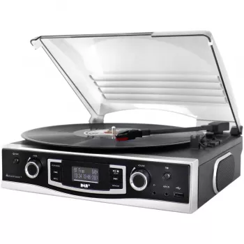 Soundmaster PL590SW Stereo System Turntable with DAB+, FM, AUX, USB, Recording Function, Black