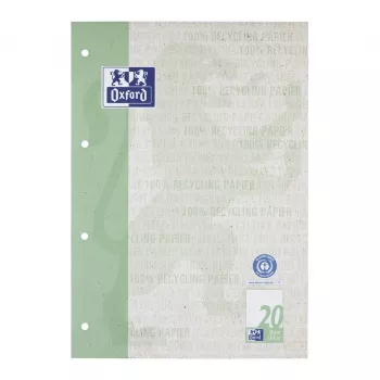 Oxford Schulblock Recycling DIN A4 50 Sheets Ruling 20 Head-Glued Blank 4-Hole Punched - A4