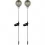 REV Ritter Solar Garden Light Set 2-Pack Stainless Steel Spheres with Ground Spike IP44 6h Duration 2920010050