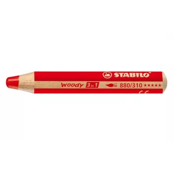 STABILO Woody 3 in 1 Multi-Functional Pencil - Red - PEFC Certified - 10 mm Lead - Single