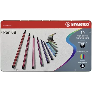 STABILO Pen 68 Fibre-tip Pen - 1 mm - 10 Assorted Colours