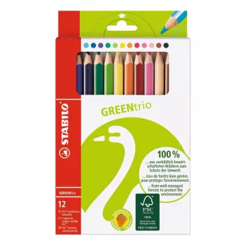 STABILO GREENtrio Coloured Pencils - Assorted Colours - 12 Pack
