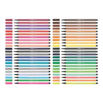 STABILO Pen 68 Fiber-Tip Pen Set, 20 Assorted Colors, Plastic Box, Zebrui Turquoise, 1 mm Line Width