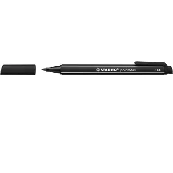 STABILO pointMax Felt-Tip Pen - Black - Medium - 0.8 mm - Round - Water-Based Ink - Nylon Tip