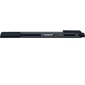 STABILO pointMax Felt-Tip Pen - Black - Medium - 0.8 mm - Round - Water-Based Ink - Nylon Tip