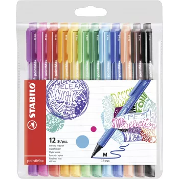 STABILO pointMax Fineliner Pen Set - 0.8 mm - 12 Assorted Colours