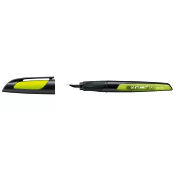 STABILO EASYbuddy Fountain Pen - Black Lime - Blue Ink - Cartridge Filling System - Ambidextrous - 1 Piece