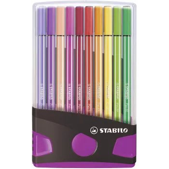 STABILO Pen 68 Fibre-tip Pen - Assorted Colours - 20 Pack