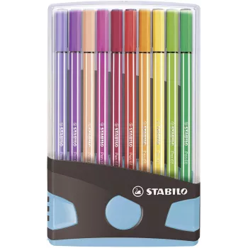 STABILO Pen 68 Felt-Tip Pen Set - Medium - 20 Colours - Assorted - 1 mm - 24 h Cap-Off - Water-Based Ink