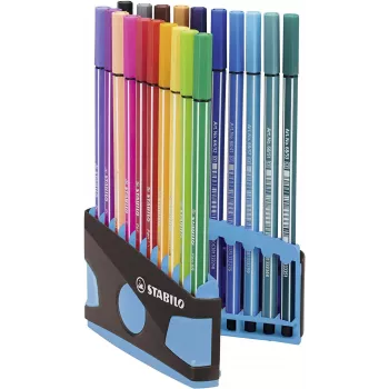 STABILO Pen 68 Felt-Tip Pen Set - Medium - 20 Colours - Assorted - 1 mm - 24 h Cap-Off - Water-Based Ink